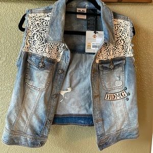 Womens Harley Davidson Jean vest with appliqué